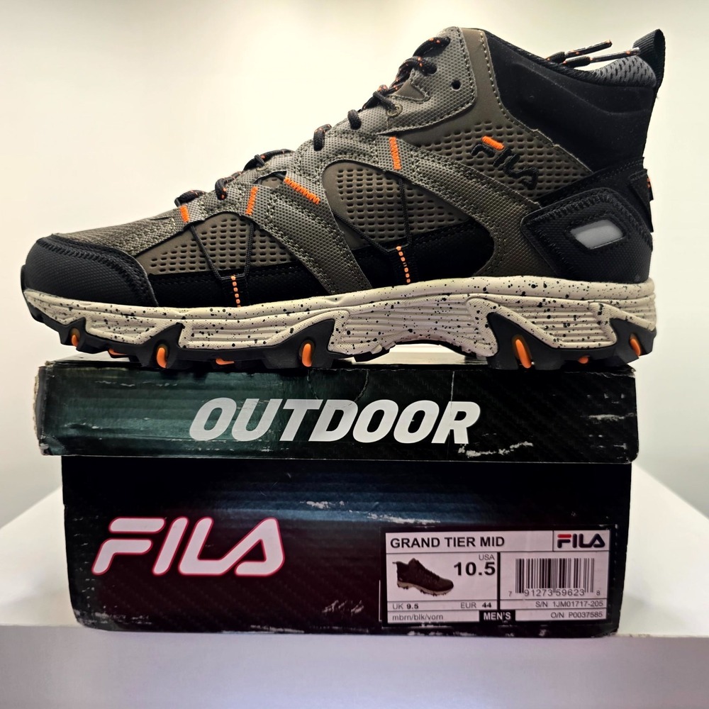 Fila Grand Tier Mid 1JM01717-205 Mens US 10.5 Trail Running Shoes Brown Black